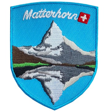 DIY刺繡徽章 瑞士 馬特洪峰 （湖倒影造型） 地標熨斗刺繡布章 貼布 布標 燙貼 徽章 肩章 識別章 背包貼 _廠商直送