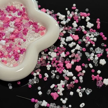 DIY飾品✨ 蝴蝶花花亞克力米珠混款手作串珠散珠diy手鏈DIY項鏈配件Mini小號 串珠材料 飾品配件
