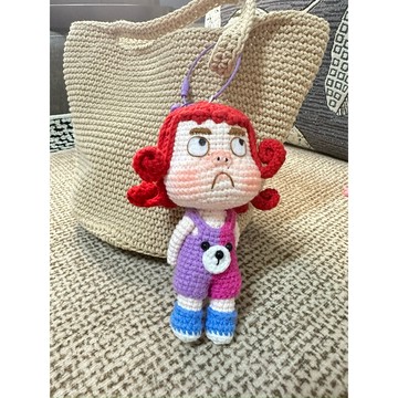 現貨 泰國手工製作鈎針編織限定限量火紅 醜娃吊飾 約13-15cm