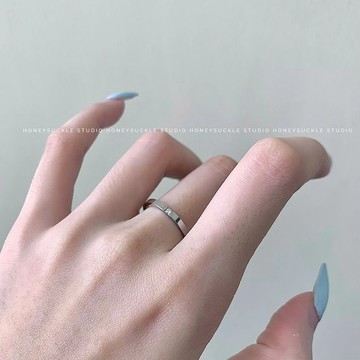 限時特賣🔥 【9010人收藏】日韓簡約百搭鈦鋼小方鑽戒指女情侶對戒小衆設計感素圈戒食指指環 戒指