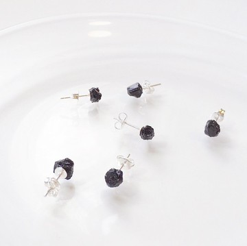 / 小金平 / 黑碧璽925純銀原石耳環