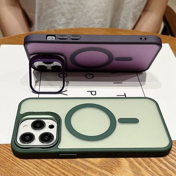 新款磨砂磁吸適用蘋果17Promax手機殼iPhone15plus透明13mini隱形支架一體ip12超薄14pro高級感16pm帶支撐air