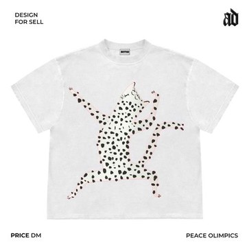 美式260G重磅！斑點豹抽象設計感小眾美式vintage個性大碼短袖T恤