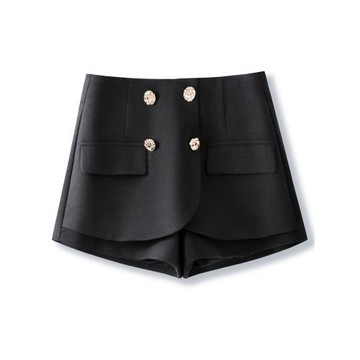 黑色西裝毛呢短褲女2025新款秋冬季高腰A字闊腿褲顯瘦裙褲子靴褲