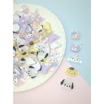 透明細閃三麗鷗DIY樹脂奶油膠配件美樂蒂玉桂狗手工材料包手機殼