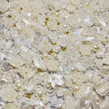☀️diy手作配飾輔料☀️奶油膠樹脂配件 髮夾手機殼飾品配件 巴洛剋異形珍珠玫瑰愛心日係美甲奶油膠手機殻材料太陽花珍珠