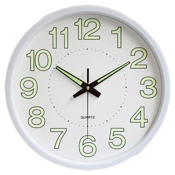 夜光簡約時尚大數字靜音掛鐘 白色 30公分