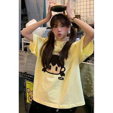【砂糖夢境】100夏季新款卡通印花短袖t恤女寬鬆可愛甜美奶系半袖學生上衣