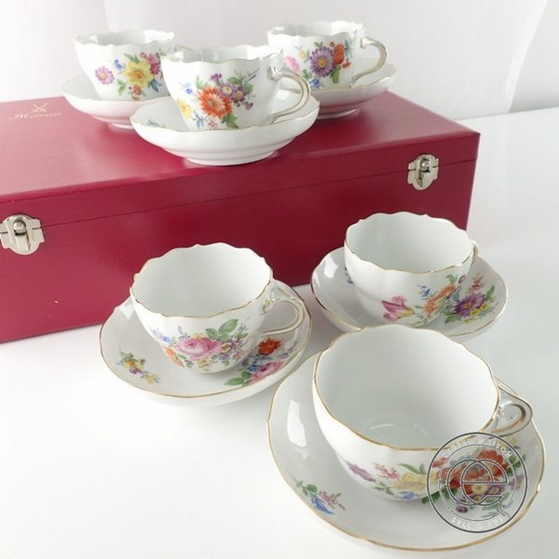 美品 Meissen マイセン ベーシックフラワー 三つ花 ティーカップ ソーサー 6客セット 通販 Lineポイント最大0 5 Get Lineショッピング