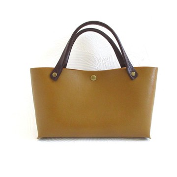 精緻手縫．牛革．長方形．迷你托特包．黃駝色．0655