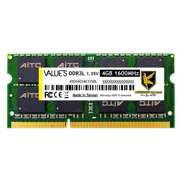 AITC 艾格 Value S DDR3L 4GB 1600 SODIMM 筆記型記憶體