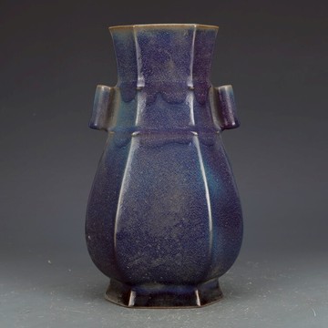 宋鈞窯玫瑰紫貫耳瓶 古董古玩 老貨舊貨收藏品 全手工 宋瓷出土