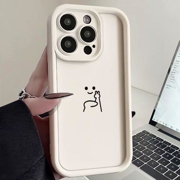 比耶小人適用三星s24ultra手機殼s25+s22+硅膠s23fe簡約創意s21+s20fe高級感a55a54個性a15a25全包a35防摔a52