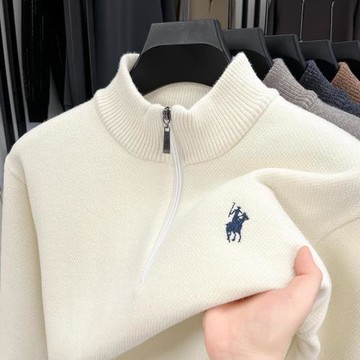 (免運)中年男士秋冬季新款毛衣爸爸裝打底上衣保羅半高領拉鏈款立領衛衣