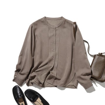 立體剪裁美學，織紋襯衫式上衣｜長袖上衣 250919-1