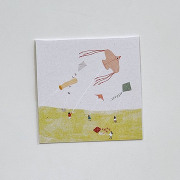 放風箏日 12公分方形藝術印刷品