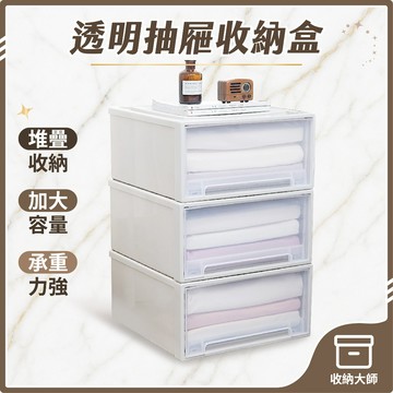 台灣現貨 日式可疊加 衣櫥衣櫃 抽屜收納箱 70L 透明抽屜收納盒 抽屜收納櫃 辦公室整理盒 衣服收納箱 收納大師