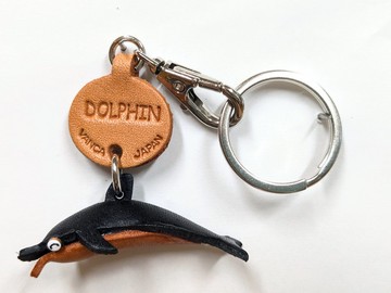 海豚 迷你 真皮鑰匙圈 手作 日本製 立體造型 VANCA