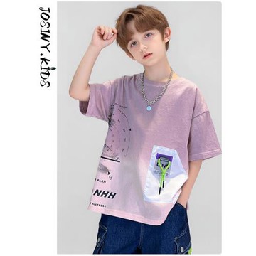 卓詩尼男童短袖T恤夏季中大童夏裝兒童韓版帥氣純棉洋氣上衣薄款