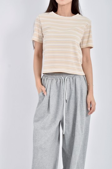 (S) roshop條紋黃色短袖上衣