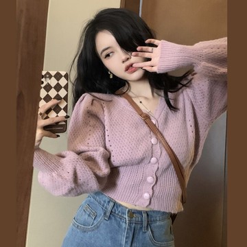 2021早秋季新款韓風chic別致上衣設計感小眾小香風針織開衫女秋冬