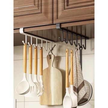 廚房掛鉤免打孔吊柜下置物架櫥柜門內懸掛式鍋鏟勺子掛架收納神器