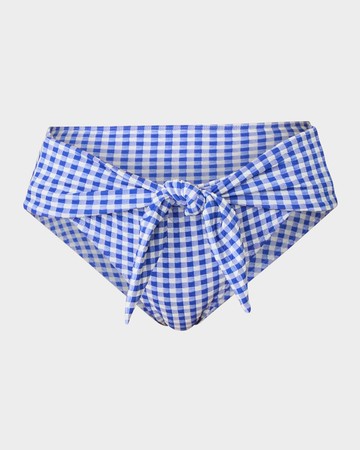 Gingham Tie High-Waist Bikini Bottoms