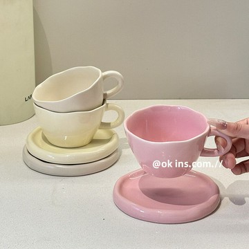 陶瓷咖啡杯碟組合少女心水杯牛奶杯下午茶花茶杯情侶對杯喝水杯子
