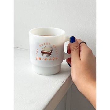 老友記FRIENDS奶油玉感中古奶玻璃咖啡杯小眾馬克水杯子男女禮物