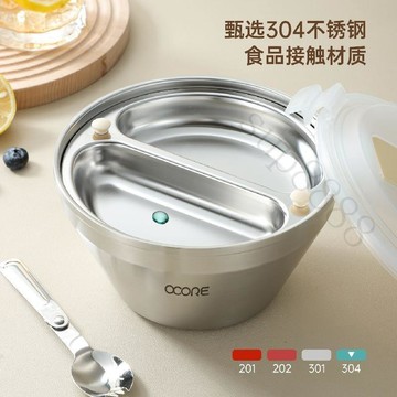 熱賣中🎉304不鏽鋼飯盒加深V型碗食堂打包專用餐盒雙層隔熱二層大容量麪碗