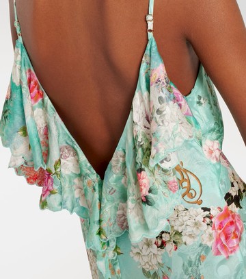 Camilla Printed ruffled satin slip dress