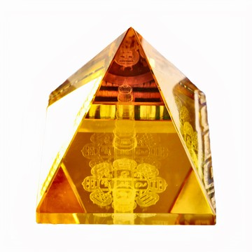 命運好好玩 功成名就黃晶文昌塔 文昌塔9 x 8 x 8cm + 藍色封印墊 15 x 15cm + 銅幣5 x 5cm  8109396  1組