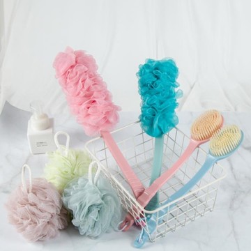 3件套搓澡神器長柄浴刷沐浴球軟毛洗澡刷搓澡巾搓背