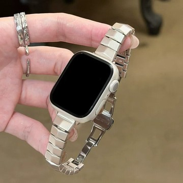 金屬蝴蝶扣小香風手鍊錶帶 適用Apple watch11錶帶 iwatch錶帶 全系列通用錶帶 當季錶帶