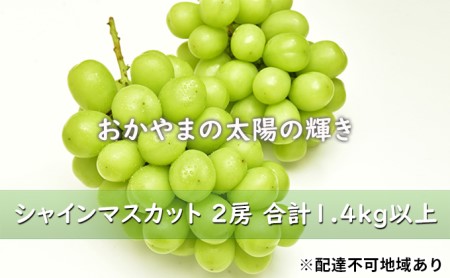 ぶどう 2024年 先行予約 おかやまの太陽の輝き シャイン マスカット 2房 合計1.4kg以上 マスカット ブドウ 葡萄  岡山県産 国産 フルーツ 果物 ギフト