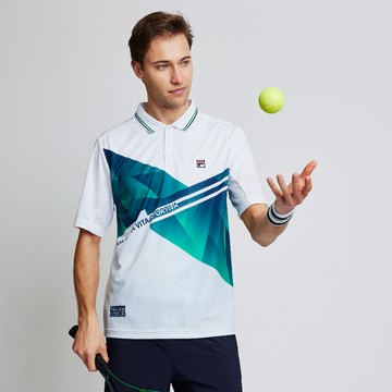 FILA 男抗UV吸濕排汗短袖POLO衫-綠色 1POZ-1001-GN
