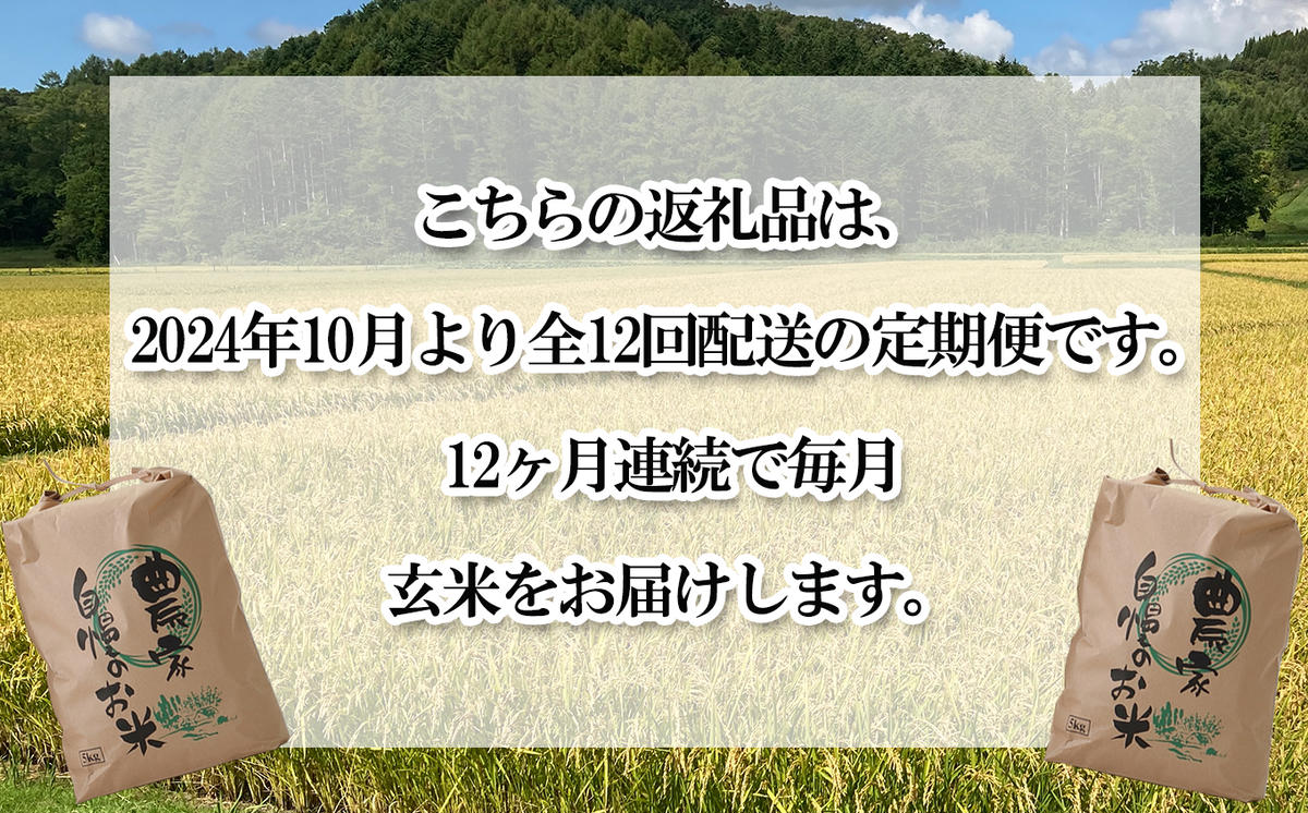 ＜ 予約 定期便 全12回 ＞ 北海道産 希少米 おぼろづき 玄米 計 10kg (5kg×2) ＜2024年10月より配送＞