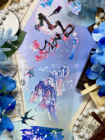 3213 鏡花緣 PET 紙膠帶 貝殼光 10米卷