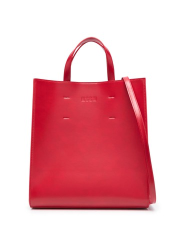 MSGM - logo-debossed patent tote bag - women - Polyester/Polyurethane - One Size - Red
