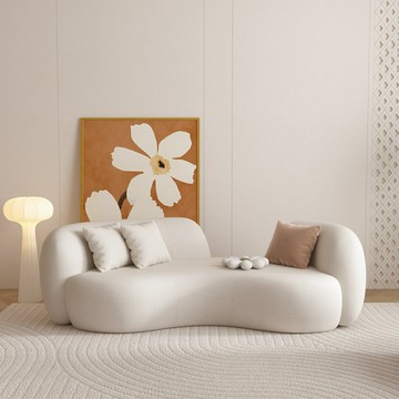 優樂悅~北歐輕奢弧形布藝沙發茶幾組合網紅設計師客廳美容院公寓民宿雙人