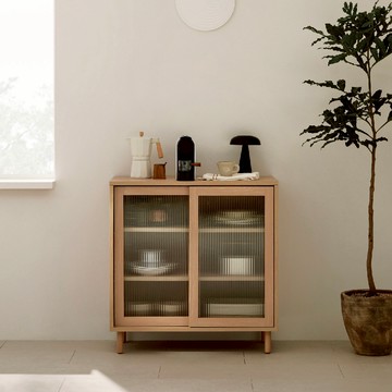 【iloom 怡倫家居】REMA 收納矮櫃 玻璃門板 收納櫃 櫃子 拉門櫃