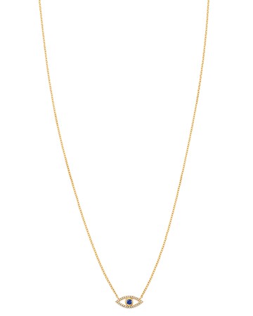Zoe Lev 14K Yellow Gold Diamond & Blue Sapphire Evil Eye Pendant Necklace, 18