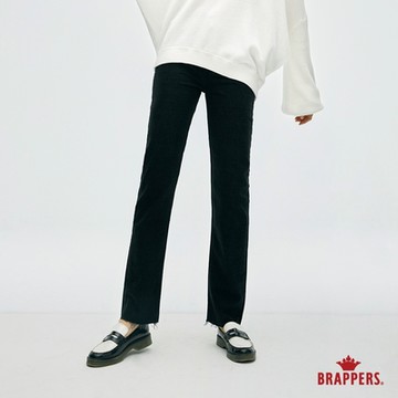 BRAPPERS 女款 Boy friend系列-中腰彈性中直筒褲-黑