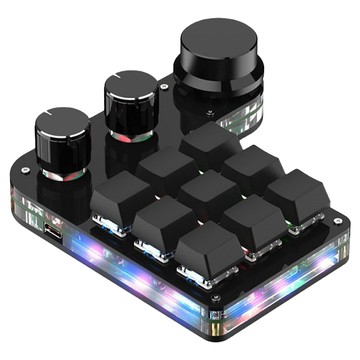 SIKAI 9鍵 + 3旋鈕自定義有線鍵盤  黑色  SK-KB9  紅軸