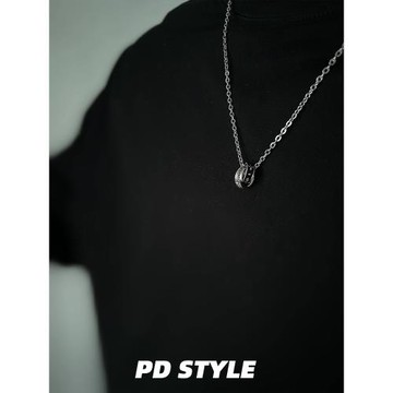 PDSTYLE黑白克洛花字母雙環項鏈輕奢小眾ins高級感男女生毛衣鏈潮