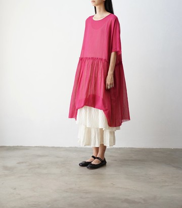Crisp Raspberry Cotton Organza Dress