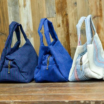 上海手織布女士手提包土布手工包包逛街購物包挎包粗布老布拎包