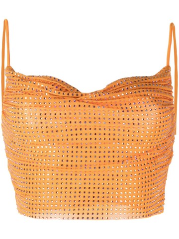Self-Portrait - crystal-embellished crop top - women - Polyester/Polyester/Spandex/Elastane/Spandex/Elastane - 12 - Orange