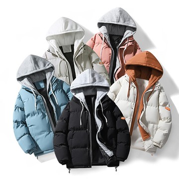 假兩件式！防風保暖絨棉連帽外套 / 男女款 / 加厚加棉 / 5色 / M到5XL / 大尺碼【QTJBYS090】