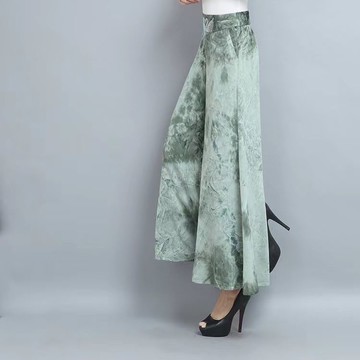 裙褲印花雪紡闊腿褲女九分大腳褲垂感時尚百搭休閒長褲子夏季新款